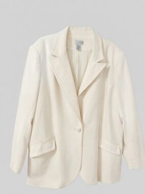 Rate Vintage Spiegel Single-Button Blazer in Cream (Size 24W)